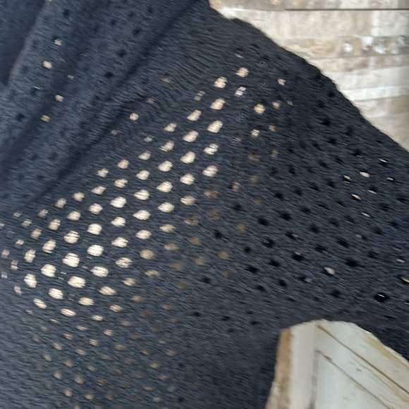 James Perse open knit long sleeve cowl neck black sweater with side slits - Picture 4 of 16